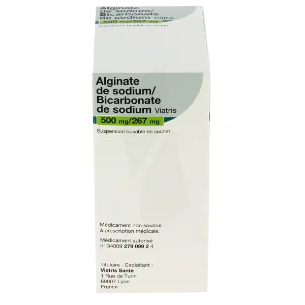 Alginate De Sodium/bicarbonate De Sodium Viatris 500 Mg/267 Mg, Suspension Buvable En Sachet