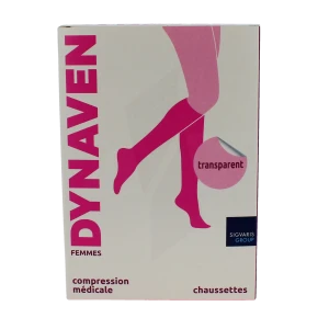 Sigvaris Dynaven Transparent Chaussette Classe 2 Femme Noir Long S