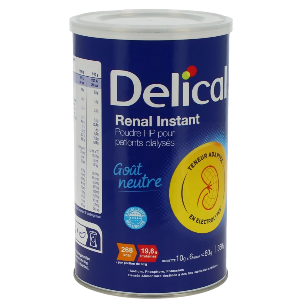 Delical Renal Instant Aliment Diététique Pour Dialysé B/360g Dosette