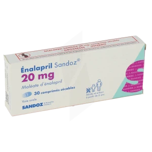 Enalapril Sandoz 20 Mg, Comprimé Sécable
