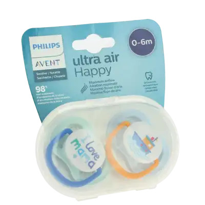 AVENT ULTRA AIR Sucette silicone 0-6mois boy love mama B/2