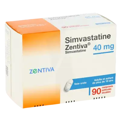 SIMVASTATINE ZENTIVA 40 mg, comprimé pelliculé sécable