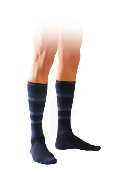 Sigvaris Styles Motifs Rayures Chaussettes  Homme Classe 2 Cobalt Medium Long