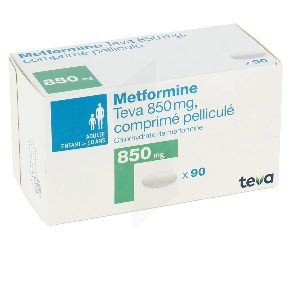 Metformine Teva 850 Mg, Comprimé Pelliculé