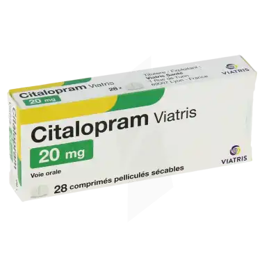 Citalopram Viatris 20 Mg, Comprimé Pelliculé Sécable à CHASSE SUR RHÔNE
