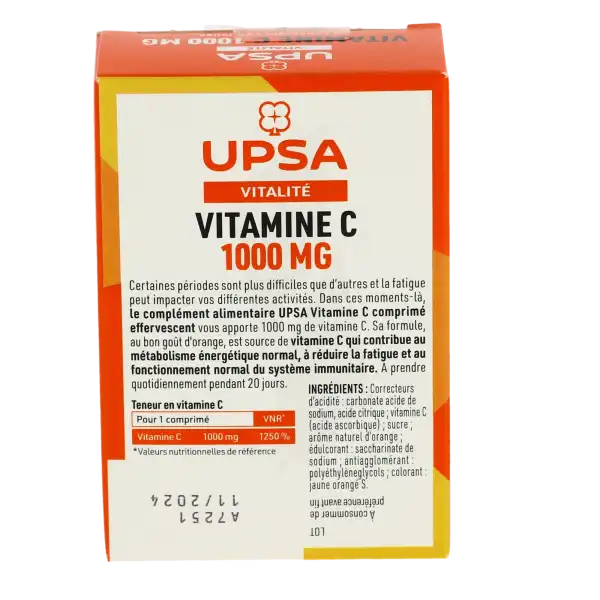 Upsa Vitamine C 1000 Comprimés Effervescents 2t/10