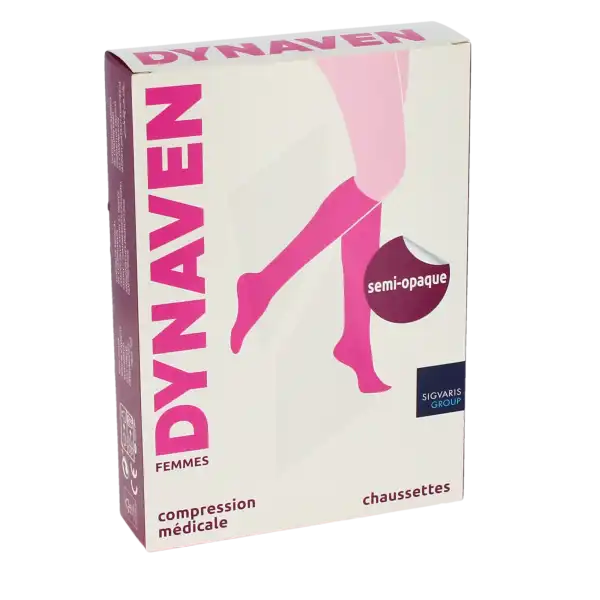 Dynaven Semi-opaque Chaussettes  Femme Classe 2 Beige Small Long