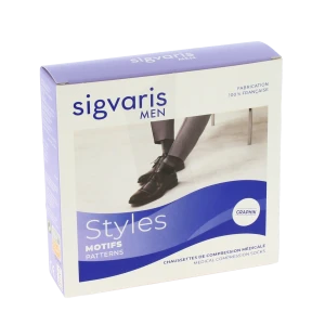 Sigvaris Styles Motifs Rayures Chaussettes  Homme Classe 2 Ardoise Medium Long