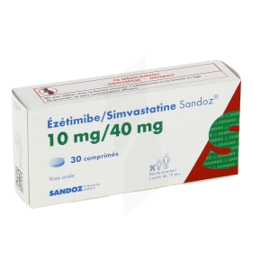 Ezetimibe/simvastatine Sandoz 10 Mg/40 Mg, Comprimé