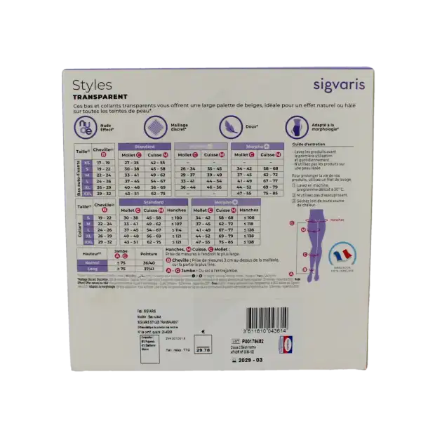 Sigvaris Styles Divin Eclat Transparent Bas Auto-fixants Classe 2 Femme Noir Normal S