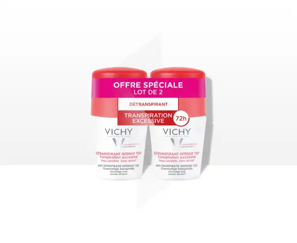 Vichy Détranspirant Intensif 72h Transpiration Excessive 2roll-on/50ml