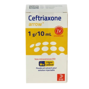 Ceftriaxone Arrow 1 G/10 Ml, Poudre Et Solvant Pour Solution Injectable (iv)