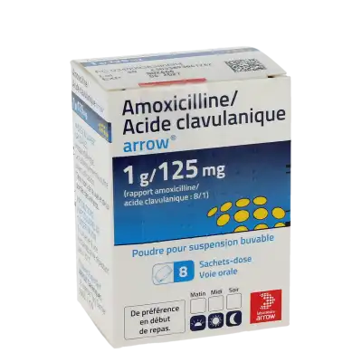 Amoxicilline/acide Clavulanique Arrow 1 G/125 Mg, Poudre Pour Suspension Buvable En Sachet-dose (rapport Amoxicilline/acide Clavulanique : 8/1) à Le Plessis-Bouchard