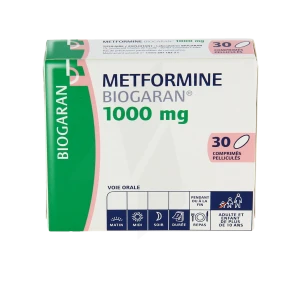Metformine Biogaran 1000 Mg, Comprimé Pelliculé