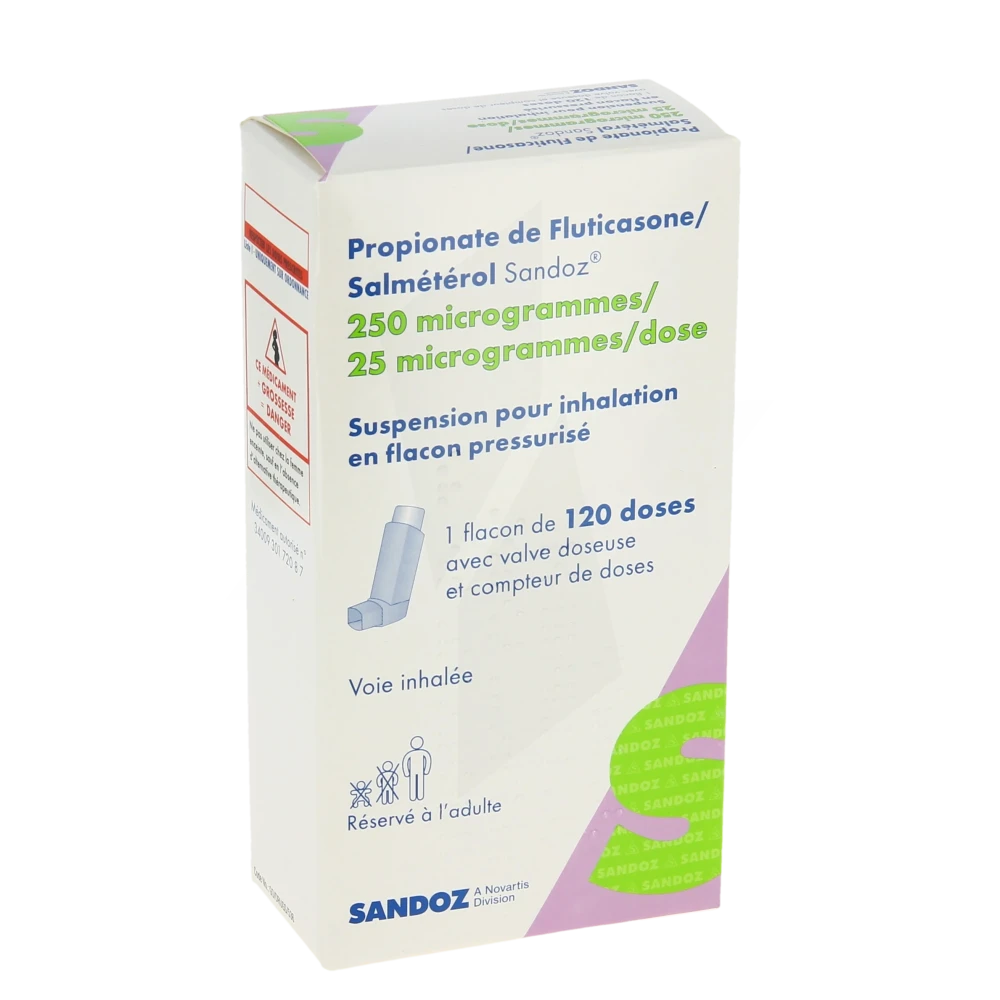 Propionate De Fluticasone/salmeterol Sandoz 250 Microgrammes/ 25 Microgrammes/dose, Suspension Pour Inhalation En Flacon Pressurisé