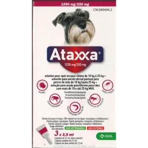 Ataxxa 1250 Mg/250 Mg Solution Pour Spot-on Pour Chiens De 10 Kg A 25 Kg, Solution Pour Spot-on