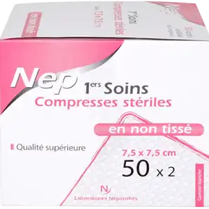 Nepenthes Premiers Soins Compresse Stérile Non Tissée 7,5x7,5cm 50sachx2