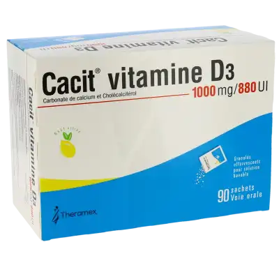Cacit Vitamine D3 1000 Mg/880 Ui, Granulés Effervescents Pour Solution Buvable En Sachet à LA TREMBLADE