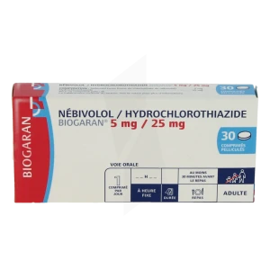 Nebivolol/hydrochlorothiazide Biogaran 5 Mg/ 25 Mg, Comprimé Pelliculé