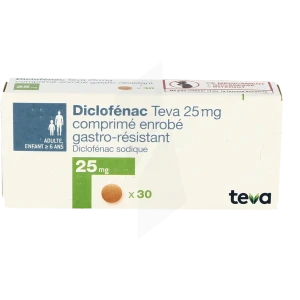 Diclofenac Teva 25 Mg, Comprimé Enrobé Gastro-résistant