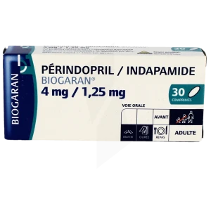 Perindopril/indapamide Biogaran 4 Mg/1,25 Mg, Comprimé