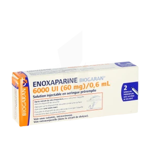 Enoxaparine Biogaran 6000 Ui (60 Mg)/0,6 Ml, Solution Injectable En Seringue Préremplie