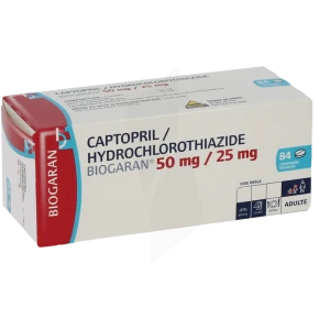 Captopril/hydrochlorothiazide Biogaran 50 Mg/25 Mg, Comprimé Sécable