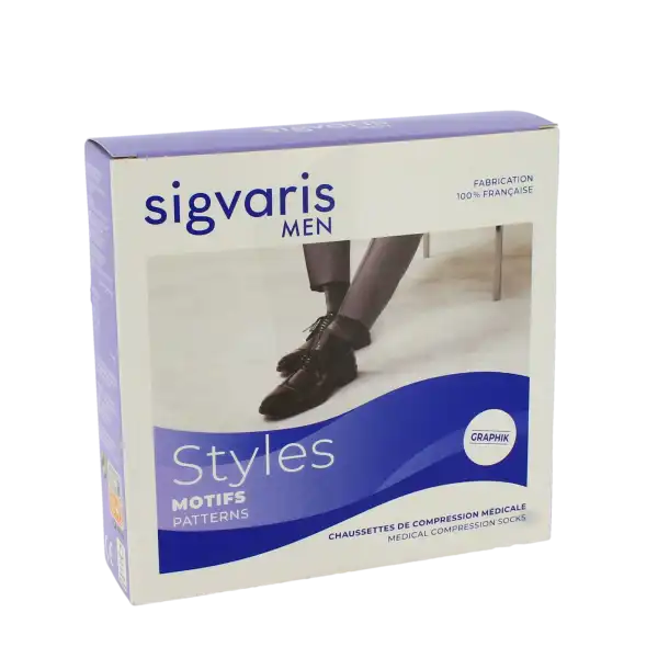 Sigvaris Styles Motifs Rayures Chaussettes  Homme Classe 2 Ardoise Medium Normal