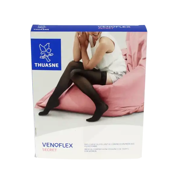 Thuasne Venoflex Secret 2 Bas Antiglisse Femme Noir T3n+