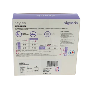 Sigvaris Styles Marinière Chaussette Classe 2 Femme Ecru/blanc Long S