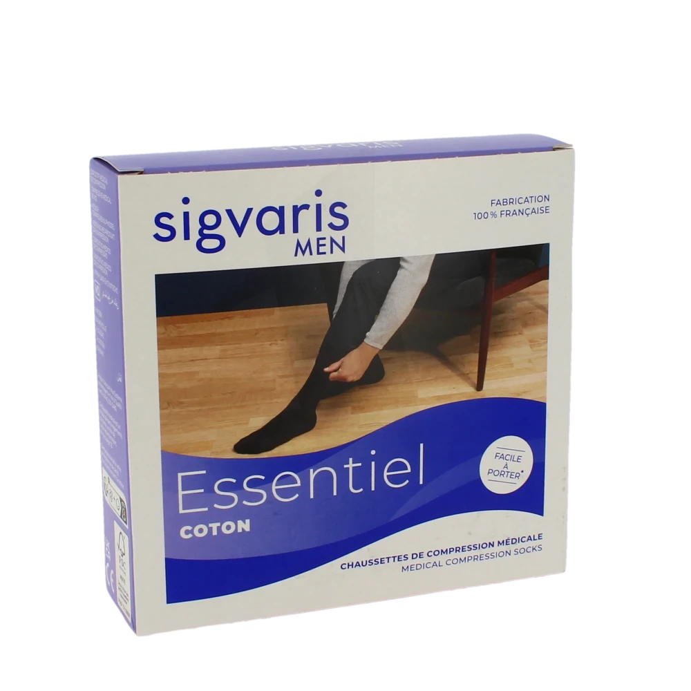 Sigvaris Essentiel Instinct Coton Chaussette Pied Ouvert Classe 2 Homme Sable Normal M
