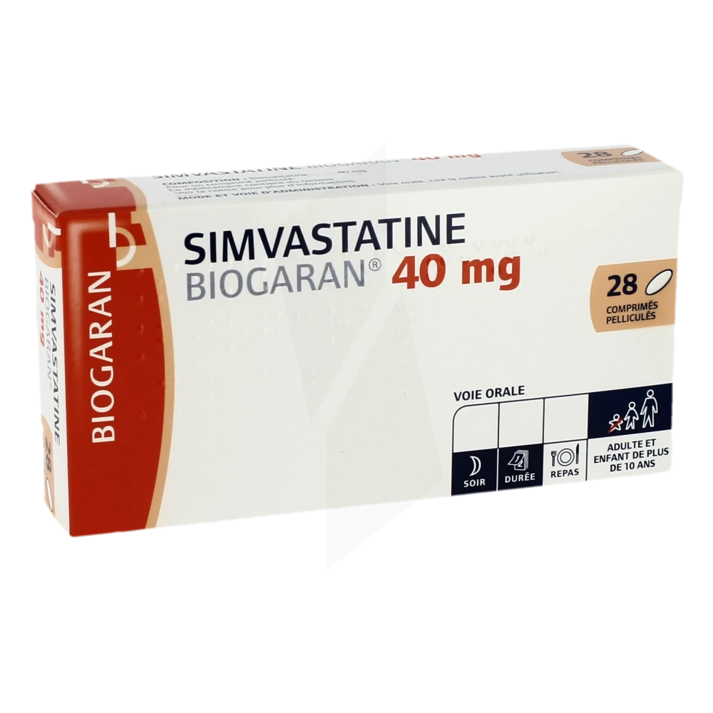 Simvastatine Biogaran 40 Mg, Comprimé Pelliculé