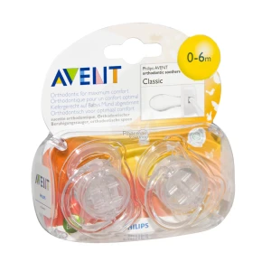Avent Sucette Silicone 0-6mois Transparente B/2