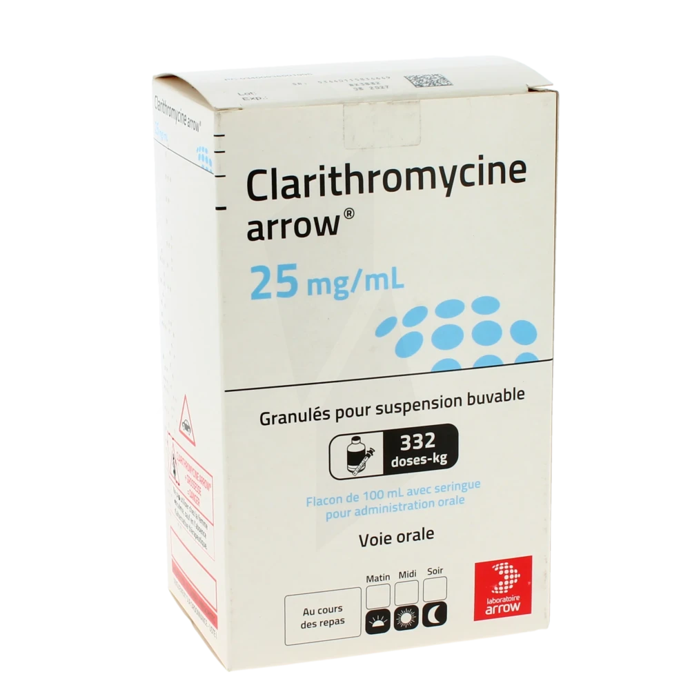 Clarithromycine Arrow 25 Mg/ml, Granulés Pour Suspension Buvable