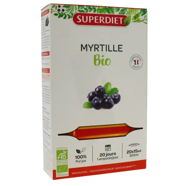 Superdiet Myrtille Bio Solution Buvable 20 Ampoules/10ml