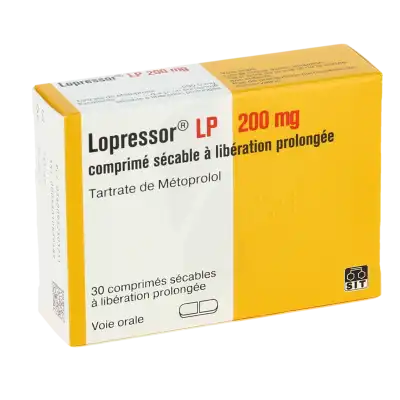 Lopressor L.p. 200 Mg, Comprimé Sécable à Libération Prolongée à MERINCHAL