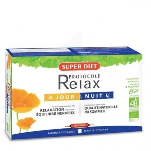 Superdiet Solution Buvable Protocole Relax Jour Nuit Bio 20 Ampoules/15ml