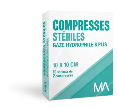 MA Compresses Stériles Gaze Hydrophile 10X10cm B/10X2