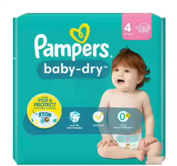 Pampers Couches Baby-dry Taille 4 Maxi 9-14 Kg Paquet/30 à CAYENNE