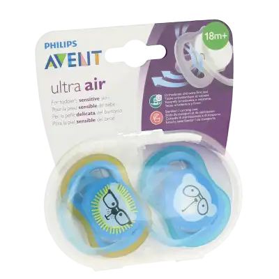 AVENT ULTRA AIR Sucette silicone +18mois boy jaune B/2