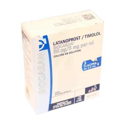 LATANOPROST/TIMOLOL BIOGARAN 50 microgrammes/5 mg par ml, collyre en solution