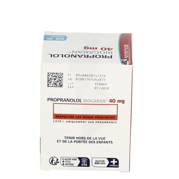 Propranolol Biogaran 40 Mg, Comprimé Sécable