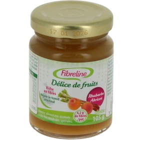 Fibreline Délice De Fruits Rhubarbe Abricot Pot/105g