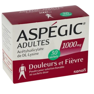 Aspegic Adultes 1000 Mg, Poudre Pour Solution Buvable En Sachet-dose 30
