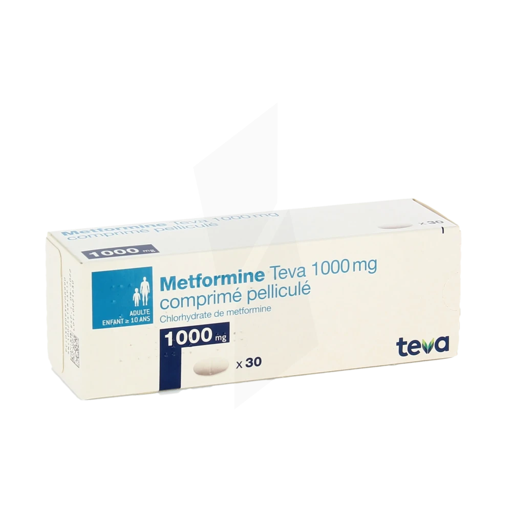 Metformine Teva 1000 Mg, Comprimé Pelliculé