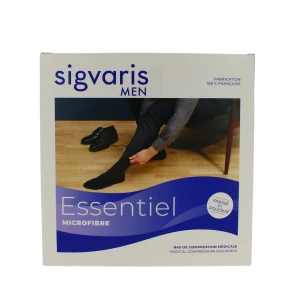 Sigvaris Essentiel Urban Microfibre Bas Auto-fixants Morpho- Classe 2 Homme Noir Normal Xl