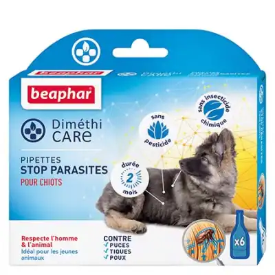 Beaphar Dimethicare pipettes stop parasites pour Chiots au Diméthicone 6 pipettes x 1,5ml