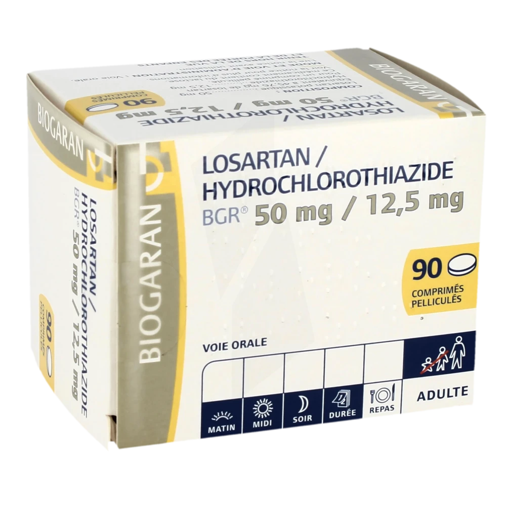 Losartan/hydrochlorothiazide Bgr 50 Mg/12,5 Mg, Comprimé Pelliculé