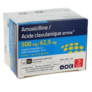 Amoxicilline/acide Clavulanique Arrow 500 Mg/62,5 Mg Adultes, Comprimé Pelliculé (rapport Amoxicilline/acide Clavulanique : 8/1)