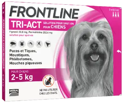 Frontline Tri-act Solution Pour Spot-on Chien 2-5kg 3pipettes/0,50ml à Mérignac